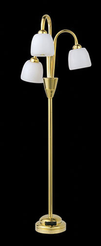 LED Battery 3 Globe Floor Lamp with Wand, Brass, CR1632 Battery Included, 3 Volt